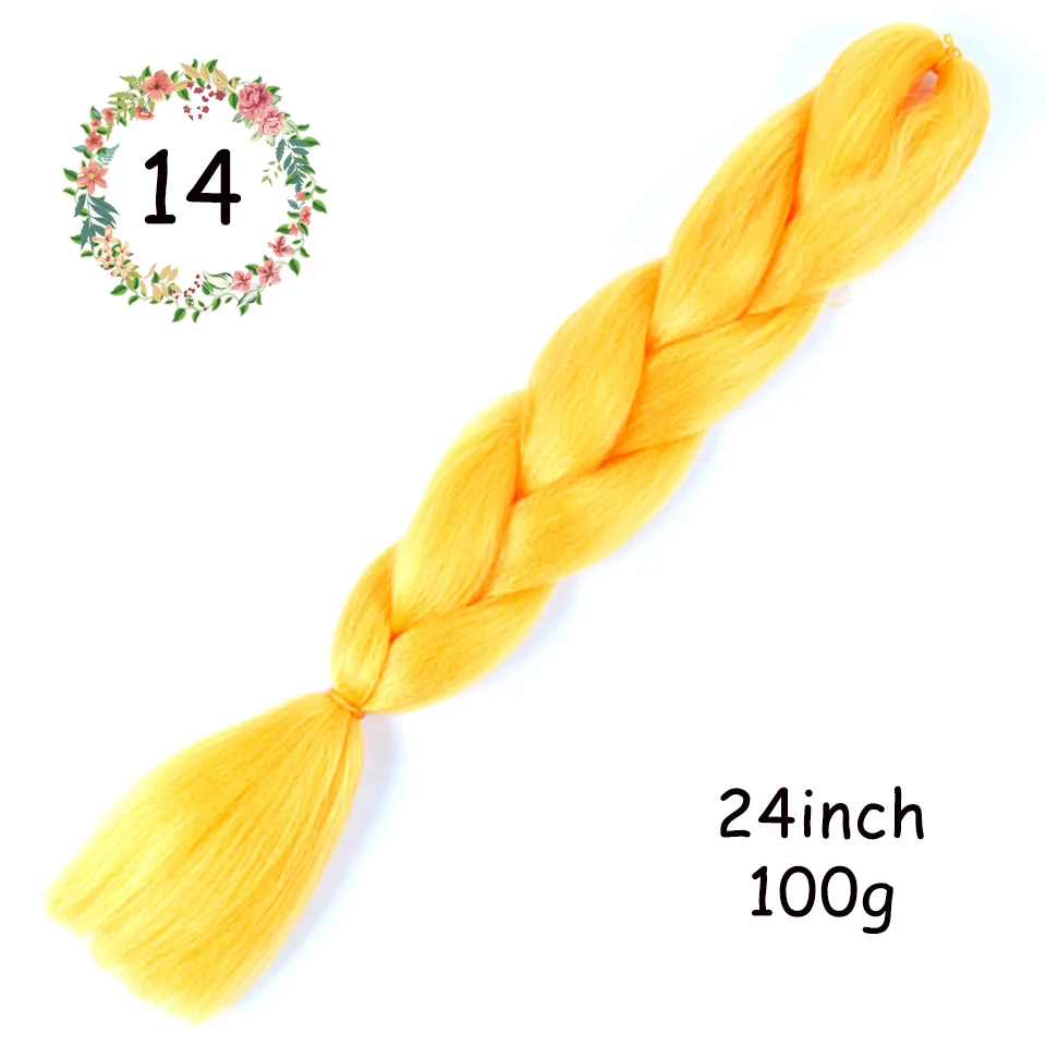 100 г/упак. 2" Ombre Цвет огромные косички синий розовый фиолетовый желтый золотой 86 цветов крючком косички мягкие волосы для наращивания - Цвет: 14