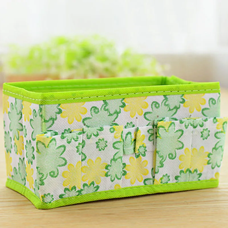 Коробка для хранения на столе, отделочные коробки, Сумка Для Хранения Драгоценностей, сумки с принтом, складной косметический чехол, нетканый Многофункциональный - Цвет: Зеленый