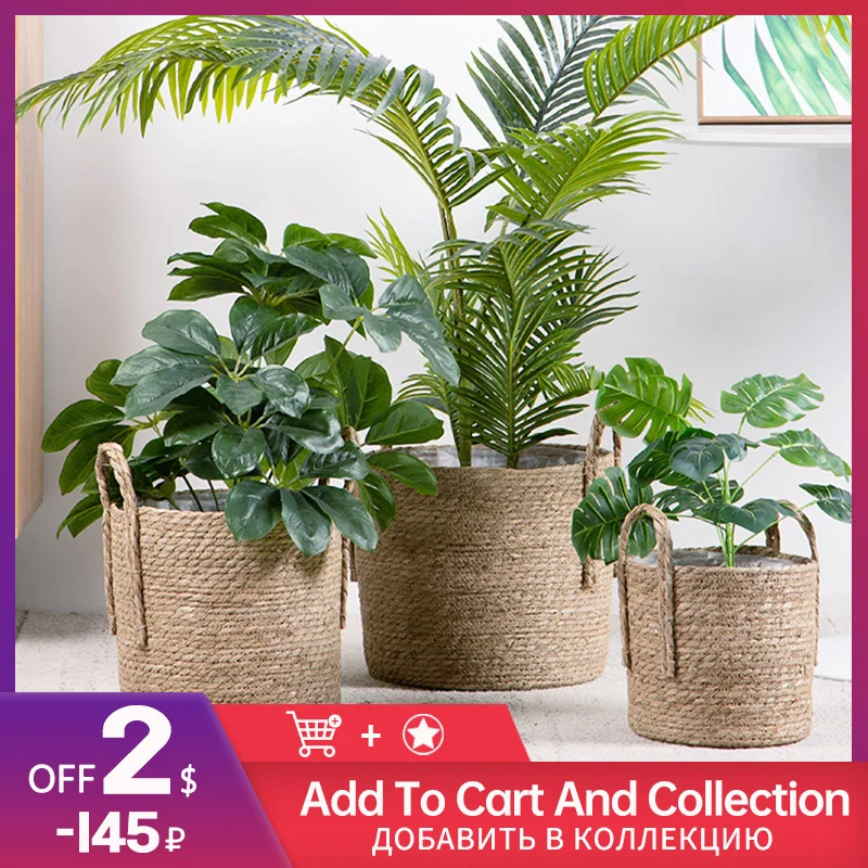 Cesta de armazenamento de rattan vasos de flores mão tecido cesta de vime sundries organizador casa jardim decoração suprimentos cesta de flores parede - 100 coisas lindas para a casa