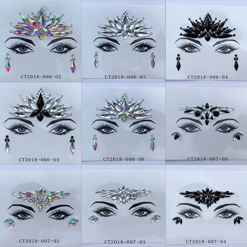 Adhesive Face Gems Rhinestone Temporary Tattoo Jewels music Festival Party Body Glitter Stickers Flash Temporary Tattoos Sticke