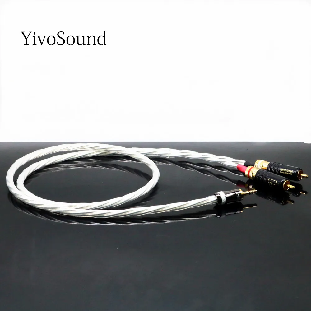 HIFI  Nordost silver aux 3.5mm  headset plug to 2rca jack  Audio signal line Computer and audio connection  cable 2rca cables
