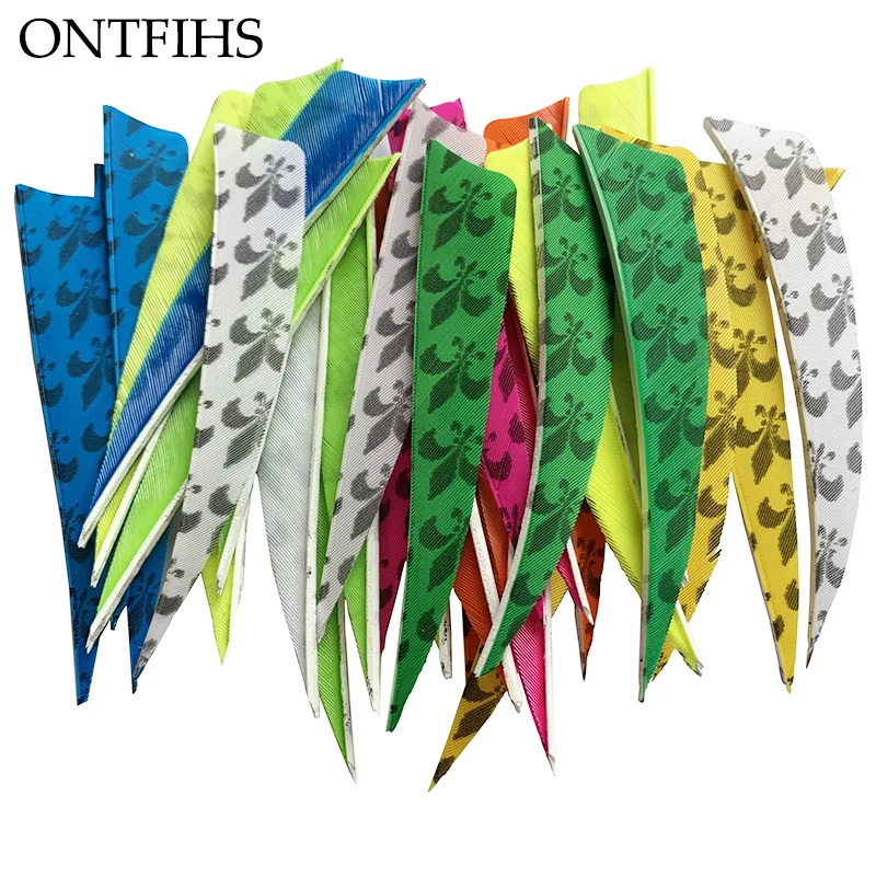 

50 Pcs ONTFIHS 4 Inch Right /Lef Wing Arrow Feathers Shield Cut Turkey Plume Archery Accessories for Hunting Shooting