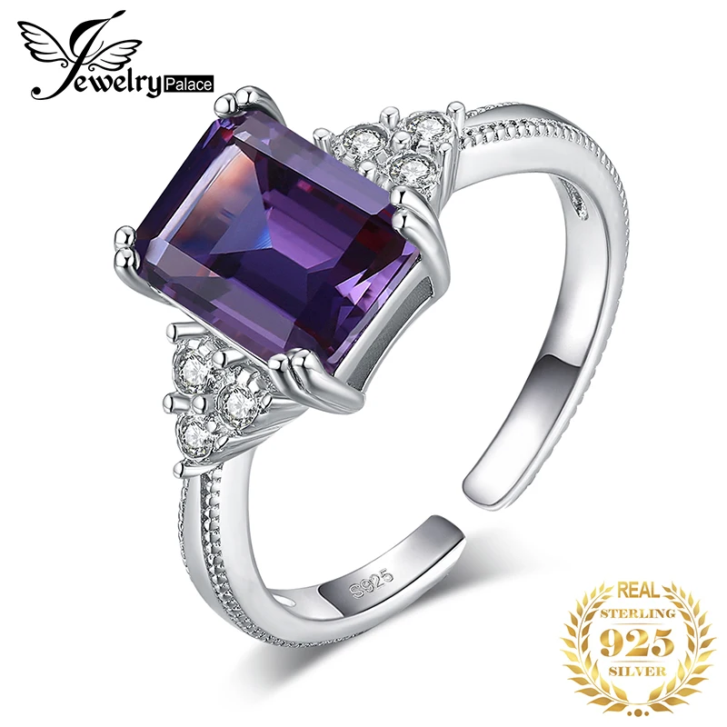 JewelryPalace 2.3ct Сияющий граненый создан Александрит сапфировый кубический цирконий коктейльное обручение кольцо 925 пробы серебро