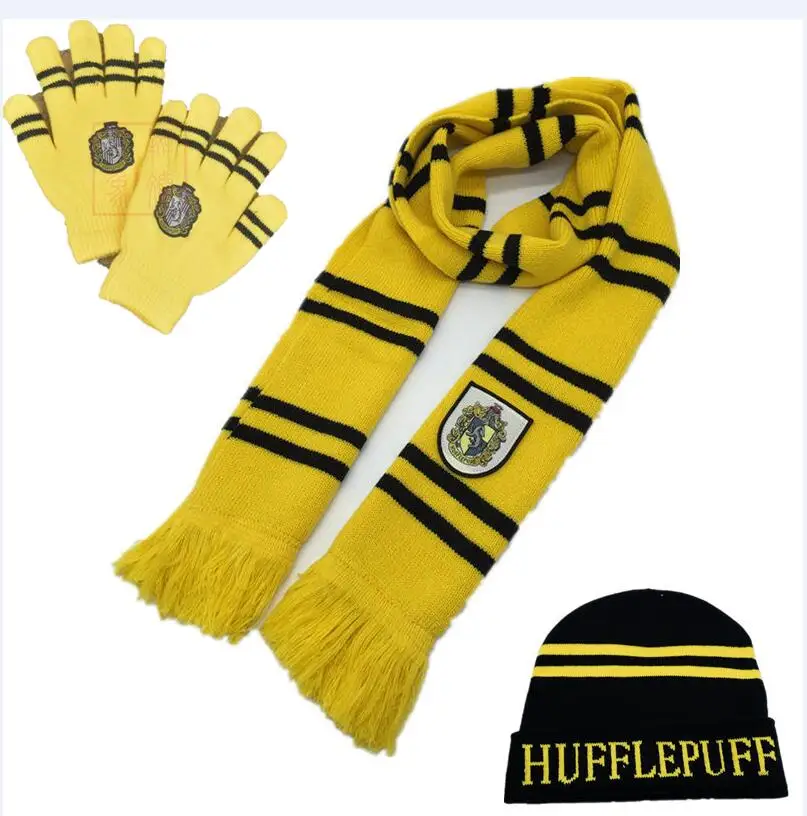 Хогвартс Школа Гриффиндор Слизерин Ravenclaw Hufflepuff шарф шляпа перчатки набор шапки бини галстук Волшебные школьные костюмы для косплея