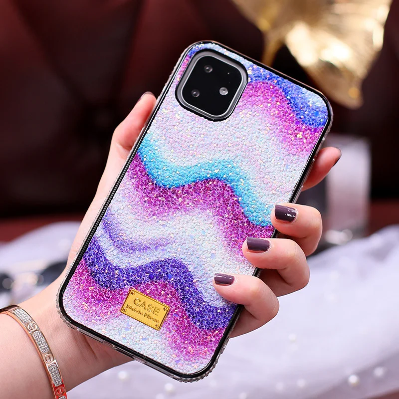 2в1 блестящие стразы чехол для телефона для iphone 11 Pro Max мягкий силиконовый Алмазный чехол