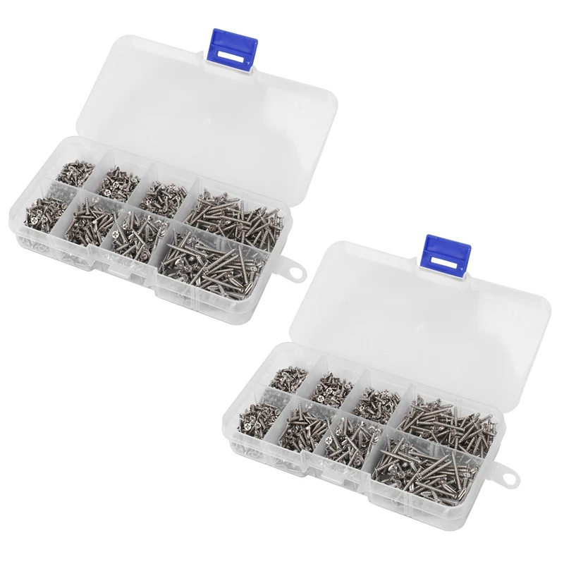 Wood Screw Assortment Kit M2 Stainless Steel Self Tapping Lock Nut Nail Screw 