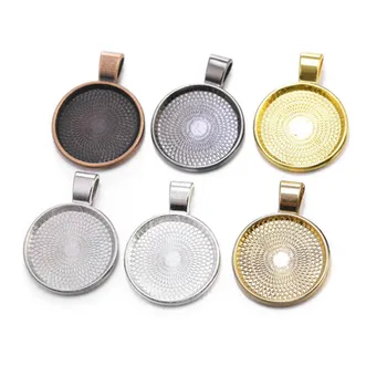 

10sets Vintage Alloy Base for Key Chain Necklace Base Glass patch Carving Pattern for Jewelry Making 20mm Round Pendant