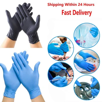 

20/100PC Disposable Gloves Guantes Latex Free Strong Blue/black For Kitchen Home Bath Cleaning Accessories guantes desechables
