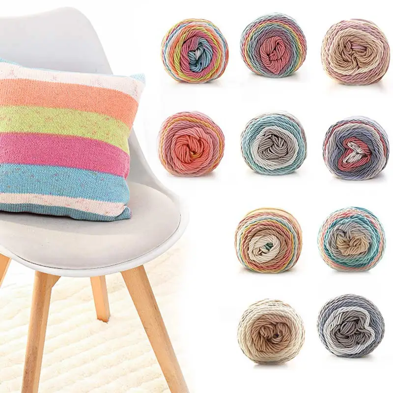 Woolen Yarn 100g Sewing Line Warm Hat Winter Sweater Rainbow Cotton Line Soft 5Strands Gift Scarf Hand-Knitted Wool Hand-Woven