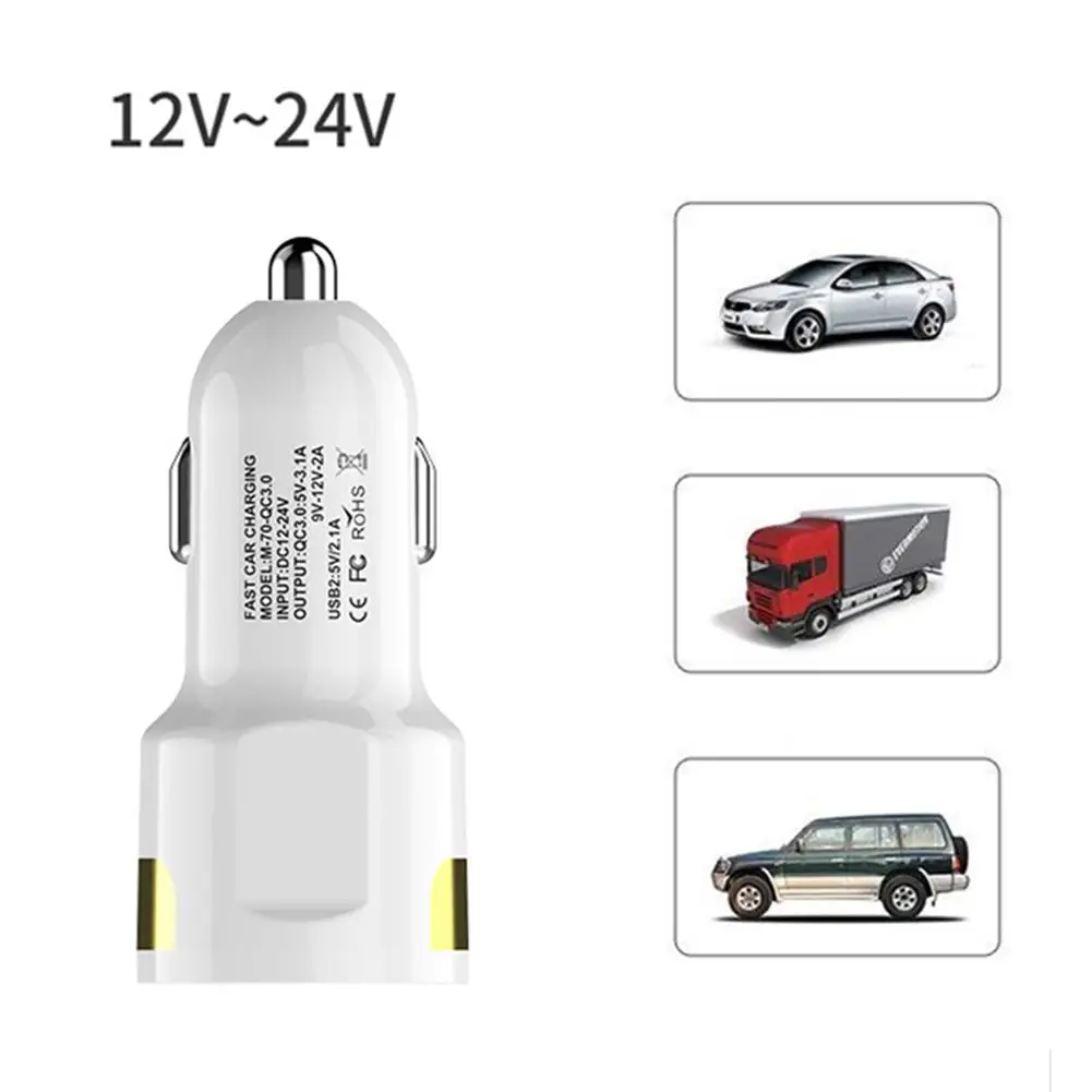 Автомобильное зарядное устройство с 2 USB портами 3 0 дюйма|Кабели адаптеры и