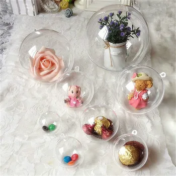 

10pcs/lot Christmas Ball 40-16mm Transparent Hanging Ball Xmas Tree Sphere Wedding Marriage Party Decor Gift Candy Storage Boxes