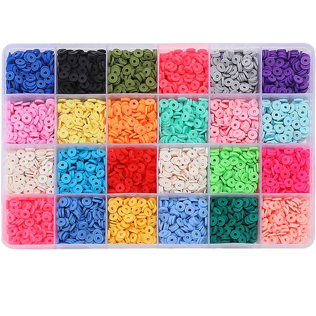 5000Pcs 6mm Flat Round Polymer Clay Discs Loose Spacer Beads for DIY Jewelry Making Craft Bohemian Bracelet Handmade Toys 6