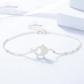 

Genuine S925 sterling silver jewelry cute animal hollow piggy sterling silver bracelet ladies birthday gift