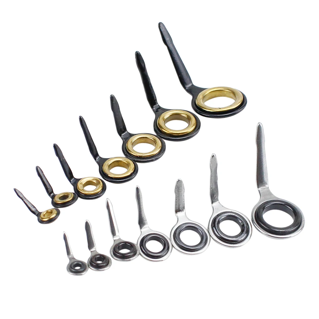 14 Piece Single Leg Fishing Rod Ring Eye Guide Set Rod Repair Building Fishing Accessories Mixed Sizes 3# 4# 5# 6# 7# 8# 10#