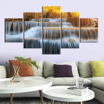 

5 Piece Posters and Prints Wall Art Canvas Painting Decorative Waterfall nature Picture Modern Home Decoration