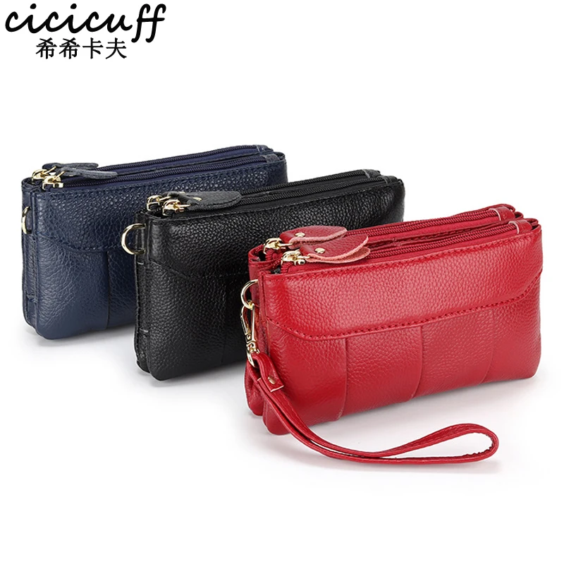

Women Long Wallet Genuine Leather Zip Phone Clutch Wallet 2020 Fashion Large Capacity Wristlet Clutches Cash Pocket Female Purse