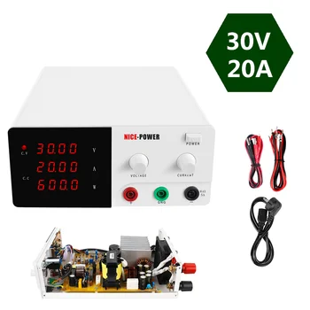 

4 Digits DC Lab Bench Power Supply 30V 20A Adjustable LED Digital Switching Voltage Regulators Bench Power Source 220V EU