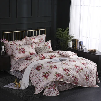 

Vibrant Floral Duvet Cover Set Botanical Flowers 100%Cotton Soft Bedding set Comforter Cover Bed sheet set Queen King size 4Pcs