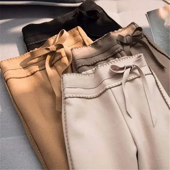 

2020 Autumn Winter Plus Velvet Pants Women Warm Wide Leg Pant Thick Elastic Waist Trousers Loose Work Casual Solid Wear Female