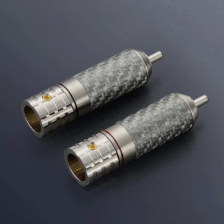 4PCS Viborg VR108R 순수 구리 탄소 섬유 RCA 로듐 도금 Unsolder 버전 순수 구리 RCA 나사 잠금