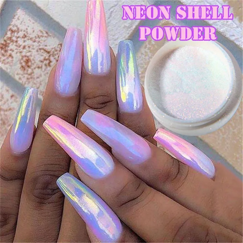 1 Piece Mermaid Nail Glitter Powder Pearl Shell Shimmer Powder Glimmer Dust Pretty Shimmer Laser Glitters Nail Art Decorations