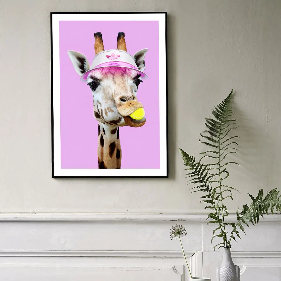 Fashion Lama Posters Prints Tennis Giraffee Nordic Poster Animals Wall Art Canvas Painting Modern Wall Pictures For Living Room