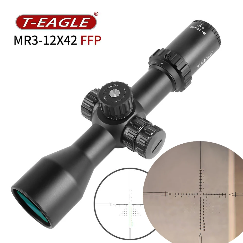 Компактный оптический прицел для охоты T-EAGLE 3-12X42 FFP тактический со стеклянной