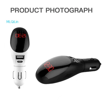 

12V/24V Vehicle Air Purifier Dual-USB type-C Interface High Temperature Resistant With Display Ionic Cleaner Quick Charging 3.0