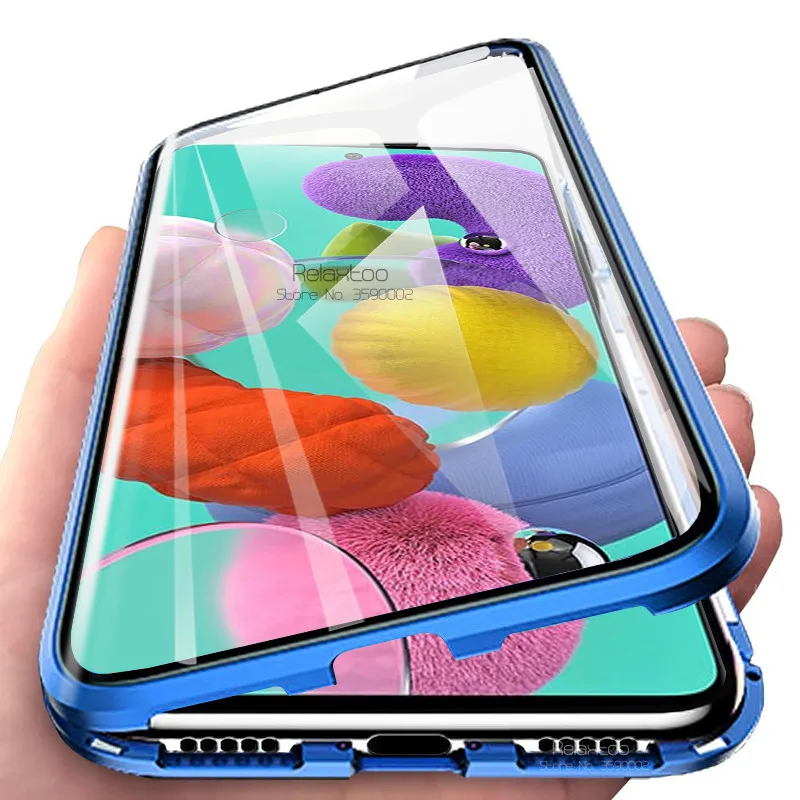 Магнитный чехол для samsung a51 двухсторонний из закаленного стекла 360 дюйма galaxy a71 a 71