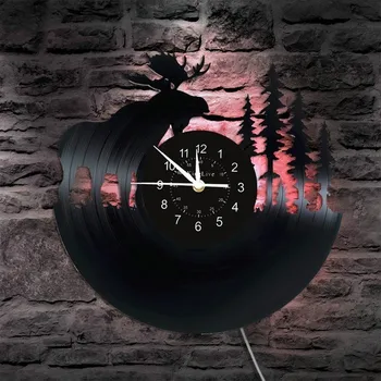 

Elk Moose Wall Clock | Deer Vinyl Clock | LED Vinyl Clock | Wall Decor | Unique Clock | Cool Retro Clock | Christmas Birthday