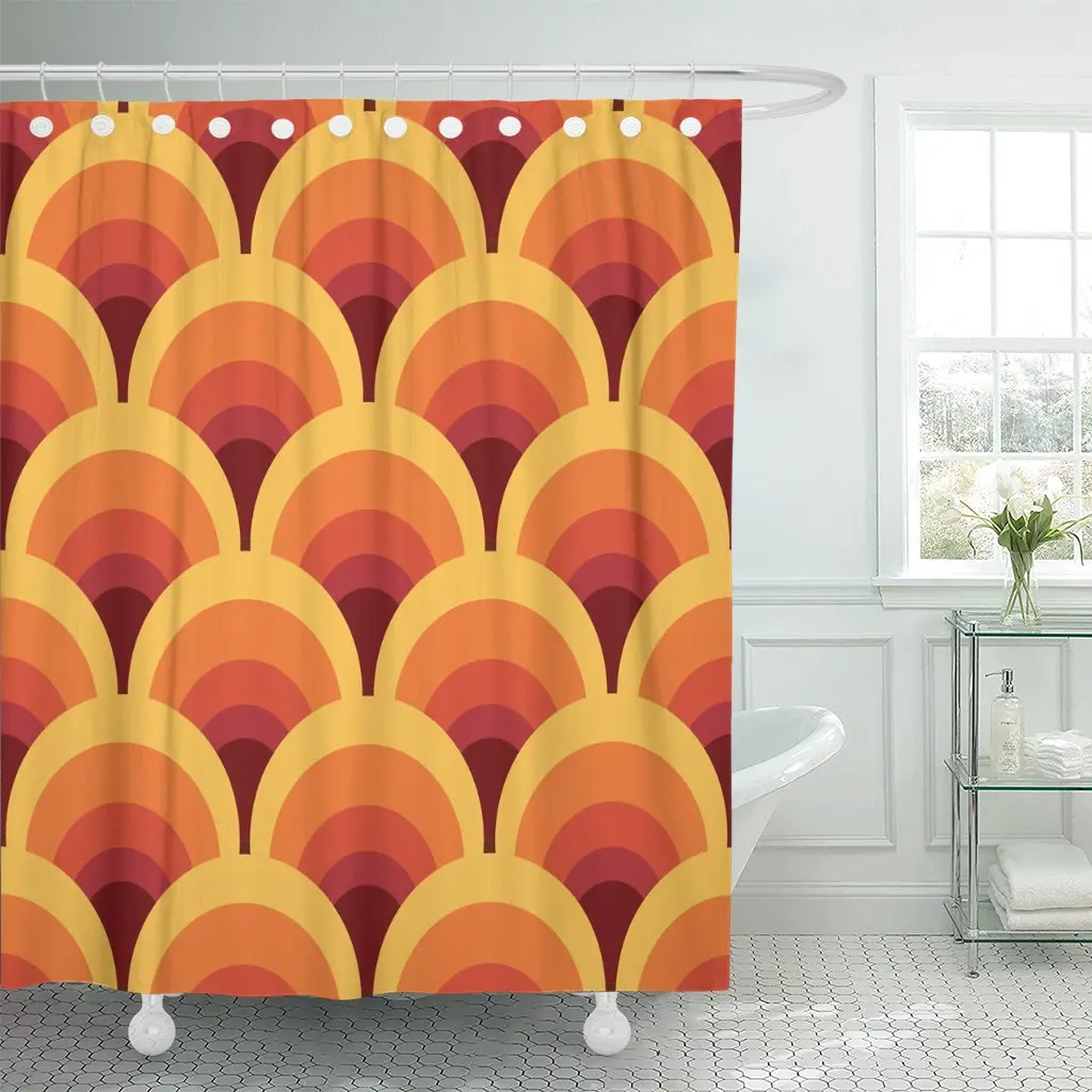 Узор геометрический Винтаж 1970S ретро 60S 1960S Popart занавеска для душа Водонепроницаемый полиэстер ткань 60x72 дюймов набор с крючками