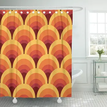 

Pattern Geometric Vintage 1970S Retro 60S 1960S Popart Shower Curtain Waterproof Polyester Fabric 60 x 72 inches Set with Hooks
