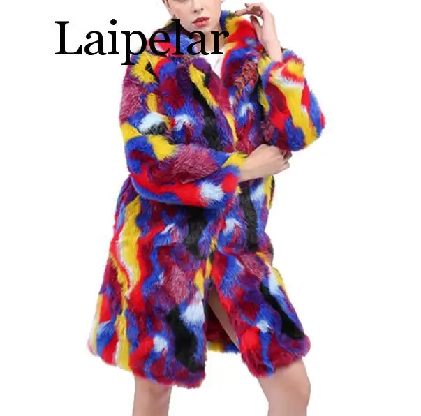 Laipelar, кожа, свободный, хип-хоп стиль, согревает цвет, кроличья шерсть, стильный, Повседневный, элегантный, искусственный мех, пальто для тепла, комфорта