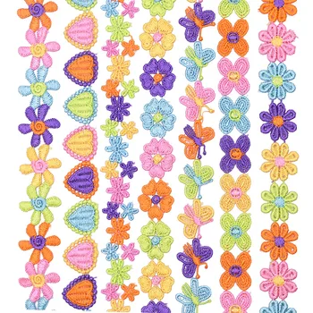 

3 yards Flower Shape Lace Ribbon Tape DIY Embroidered Lace Trim Fabric For Sewing Craft Supplies Polyester 100%