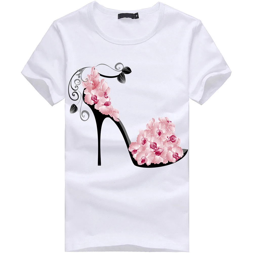 Женская футболка; однотонные хлопковые льняные топы с короткими рукавами на высоком каблуке с принтом; модные пляжные Топы; Женские Элегантные повседневные свободные топы