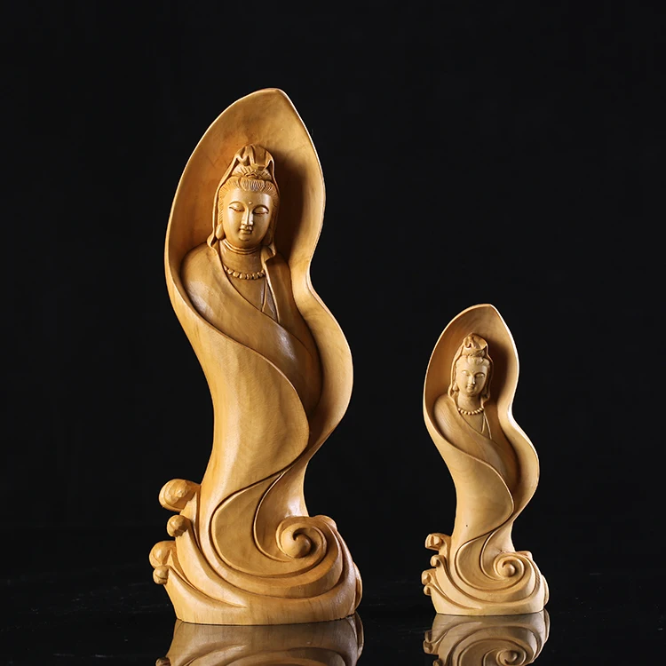 12 см деревянные фигурки Гуаньинь религиозная деревянная статуя Bodhisattva из