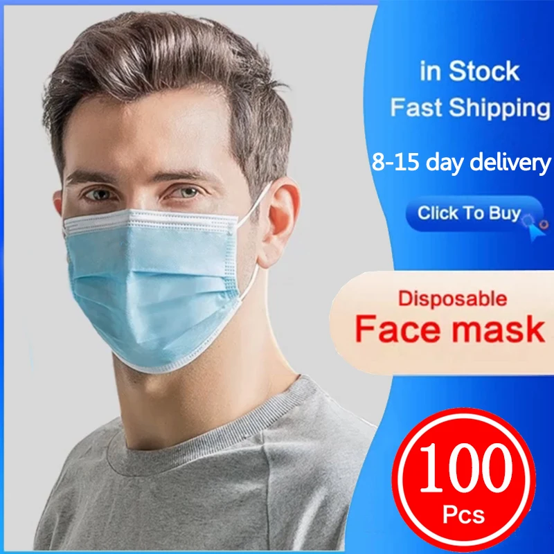 

DHL 100 PCS 3 layer breathable Face Mask Men Women Disposable masks block dust air pollution anti flu mask Mouth Soft Breathable