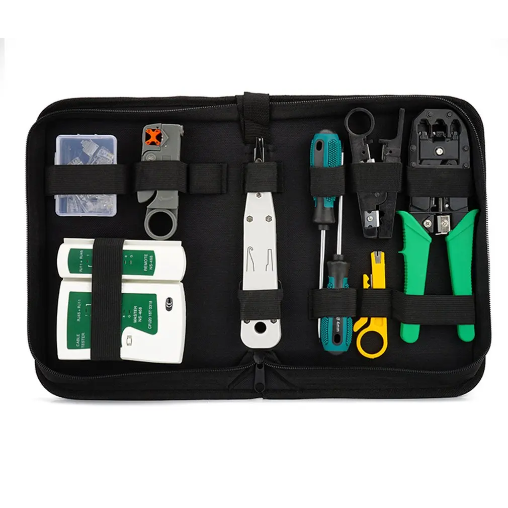 Computer Network Repair Tool Kit LAN Cable Tester Wire Cutter Screwdriver Pliers Crimping Maintenance Tool Set Bag Computer Network Repair Tool Kit LAN Cable Tester Wire Cutter Screwdriver Pliers Crimping Maintenance Tool Set Bag
