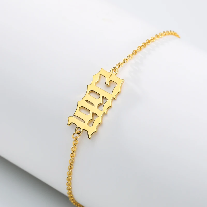

Personalized Year Number Bracelets Women Fashion Stainless Steel bracelets for women Custom Year 1990 1998 2000 Birthday Gift