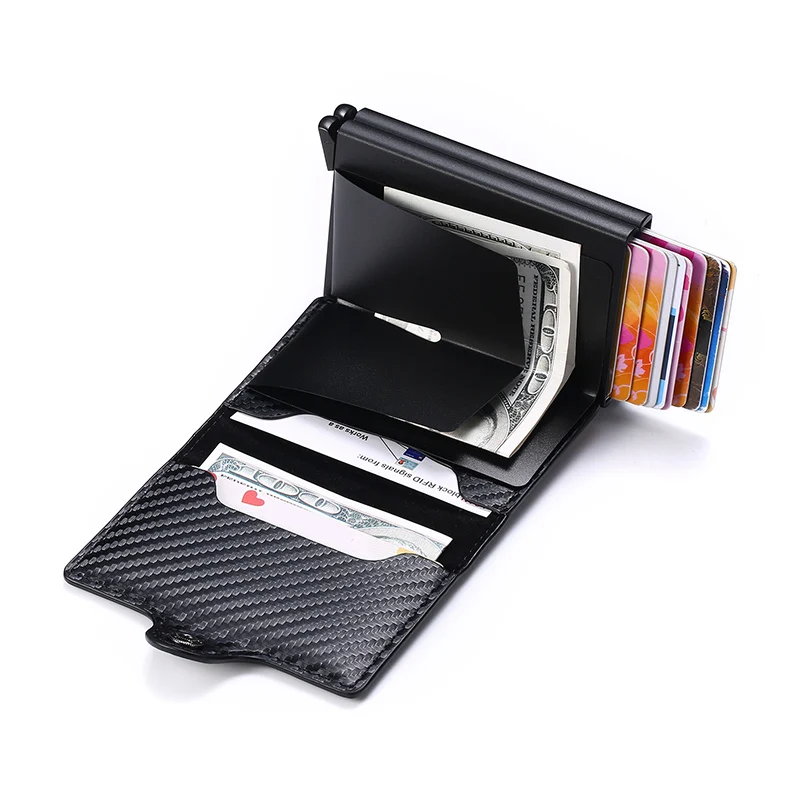 Double Card Case Trifold Anti RFID Luxury Men Wallet
