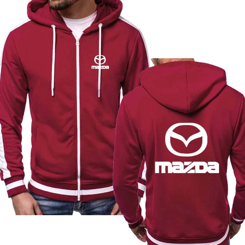 Куртка мужская для автомобилей Mazda Логотип Печать Повседневная Хип Хоп Толстовка Harajuku толстовки с капюшоном мужская молния толстовки Мужская толстовка с капюшоном одежда - Цвет: Красный