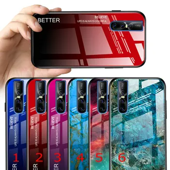

200pcs/lot Dual Color Anti-Scratch Glossy Marble Gradient Tempered Glass Case For Vivo V15 pro S1 pro X27 pro Z5X Z1 PRO