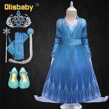 Снежная королева 2 Платье Эльзы для девочек леггинсы Костюмы комплект на Хэллоуин костюм Эльзы Рождество для детей с изображением принцессы Эльзы детское платье Fantasia Infantil