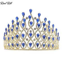 Настоящий Rill Модный Роскошный Кристалл из горного хрусталя Корона головная повязка свадебная тиара головные уборы Свадебные аксессуары для невесты