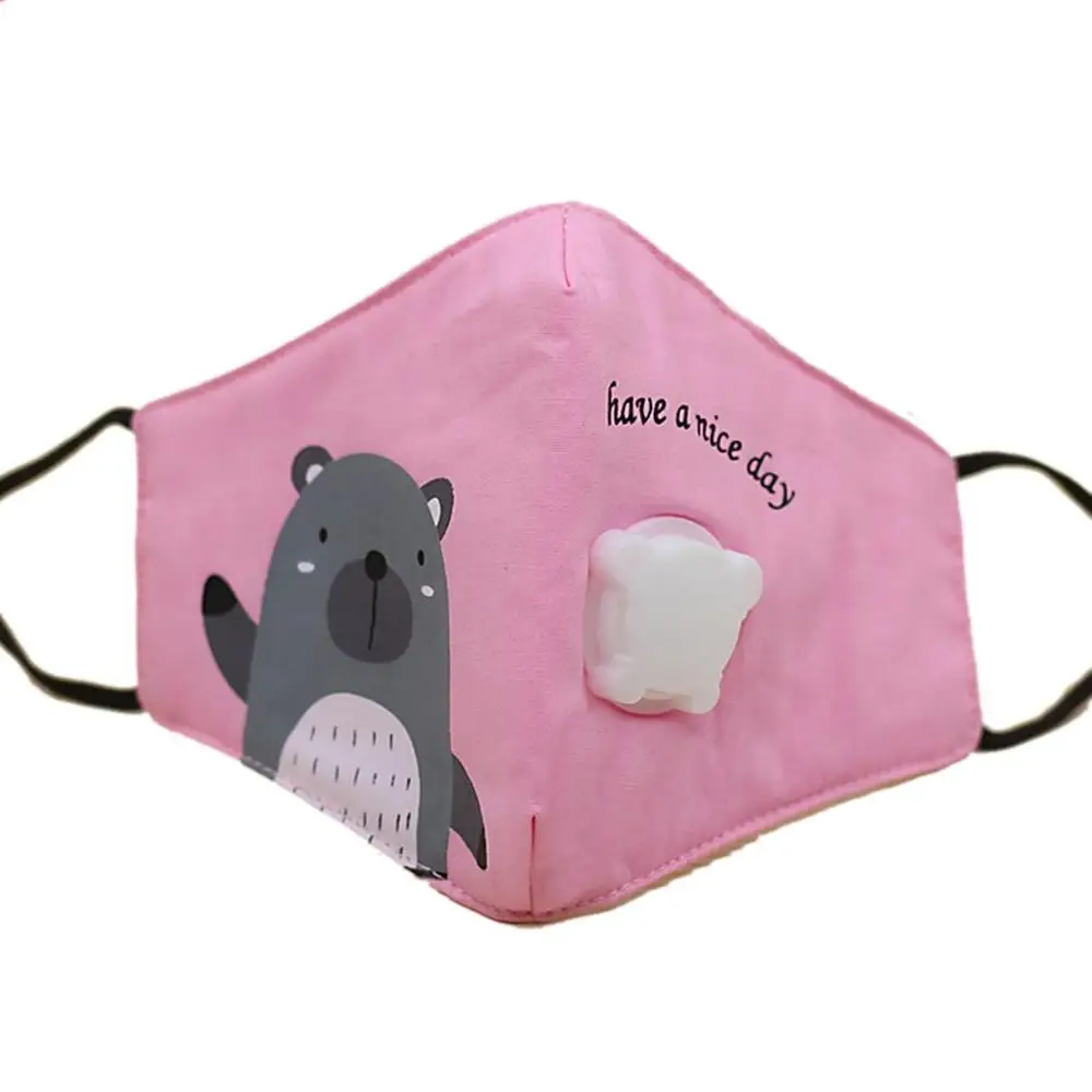 pink PM2.5 детская хлопковая противопылезащитная маска для рта фильтр с активированным углем ветрозащитный с дыхательным клапаном маски для лица - Цвет: pink
