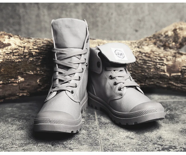 Осенние парусиновые мужские Ботильоны; модные тактические военные ботинки; Безопасная рабочая обувь; Мужская обувь в байкерском стиле; мужские ботинки