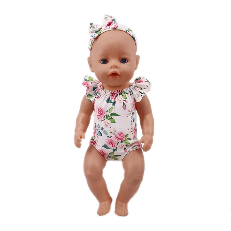 Кукла в купальнике 1 комплект = купальники для кукол+ повязка с цветами на голову аксессуары для 18 дюймов американская кукла& 43 см для ухода за ребенком для мам Кукла-младенец поколения для маленьких девочек - Цвет: n943