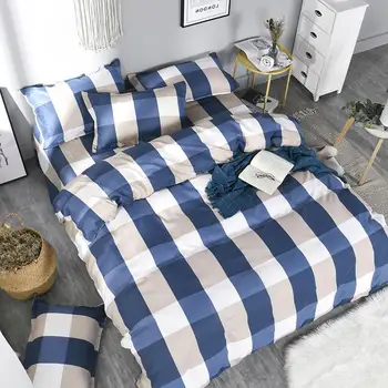 

Simple Plaid Stripe Bedding Set King Queen Full 5 Size Bed Linen Duvet Cover Set Luxury Bed Sheet Ab Side Bedclothes