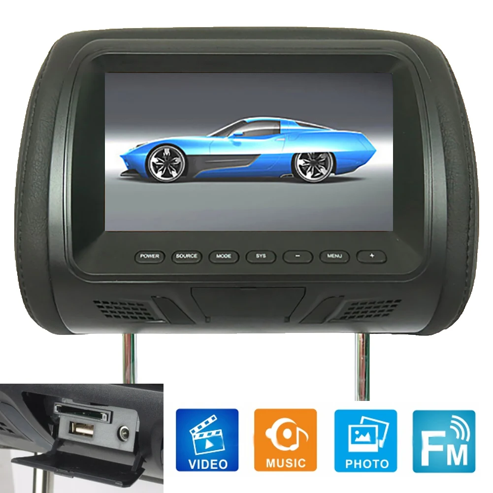 Универсальный 7 &quotсенсорный экран 1024*600 подголовник автомобиля монитор MP4 MP5