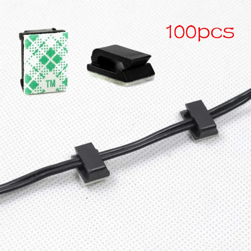 100 шт. самоклеющиеся прямоугольные зажимы для крепления кабеля 13x9,5x6 мм
